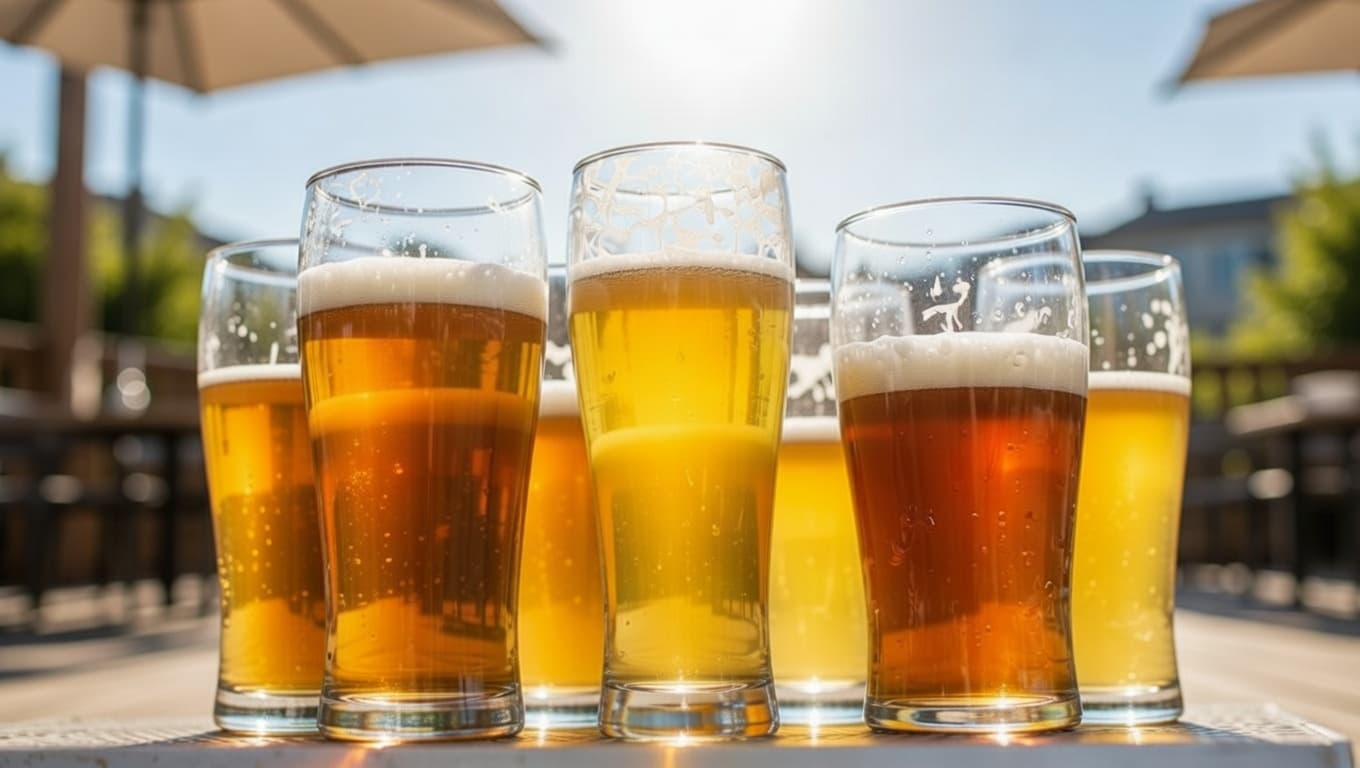 ow of frothy beer glasses glowing in the sunlight on a lively Paris terrace. Your perfect happy hour spot found with MisterGoodBeer